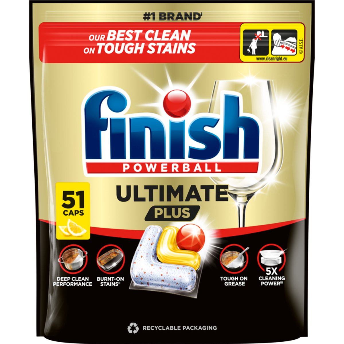 Finish Ultimate Plus All-in-1 Capsules Lemon 51 pcs