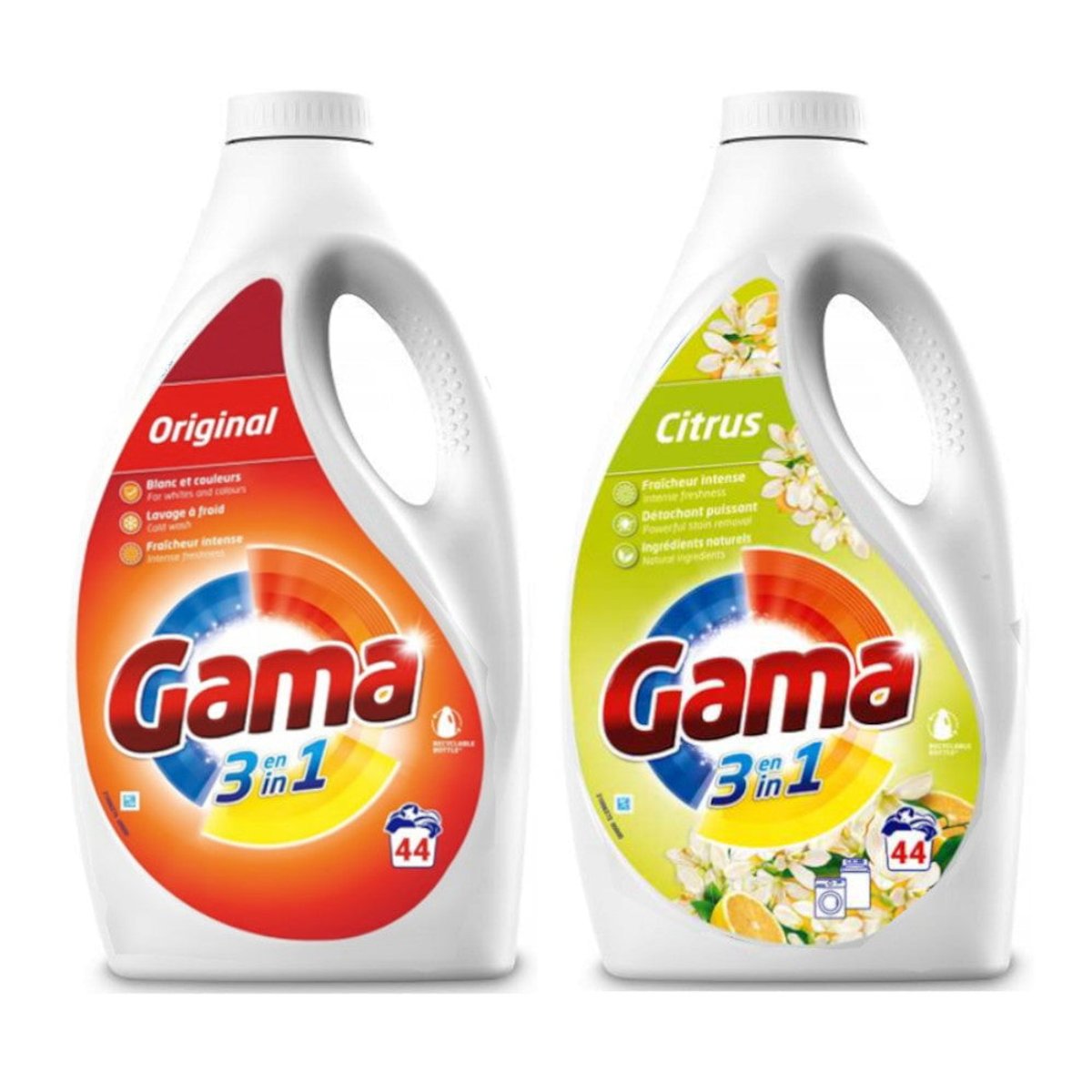 Concentrated Laundry Gel GAMA Universal Mix Original Citrus 44 washes 2x 1.98 l
