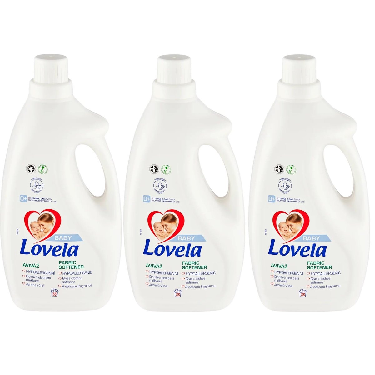 3x Fabric softener LOVELA Baby hypoallergenic 33 washes 2 l