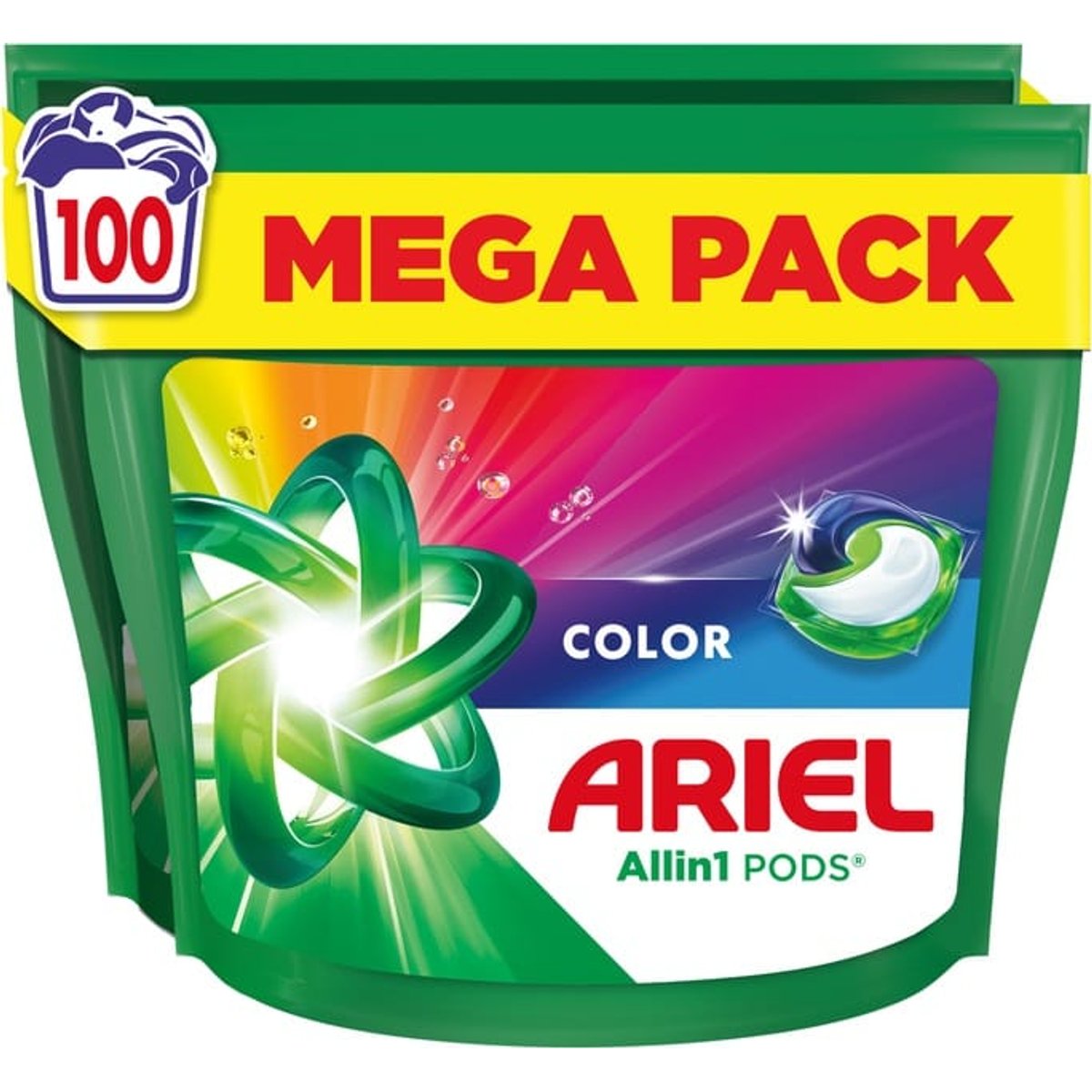Laundry capsules ARIEL all-in-1 PODS 100 pcs + FREE Liquid DASH Color 2in1