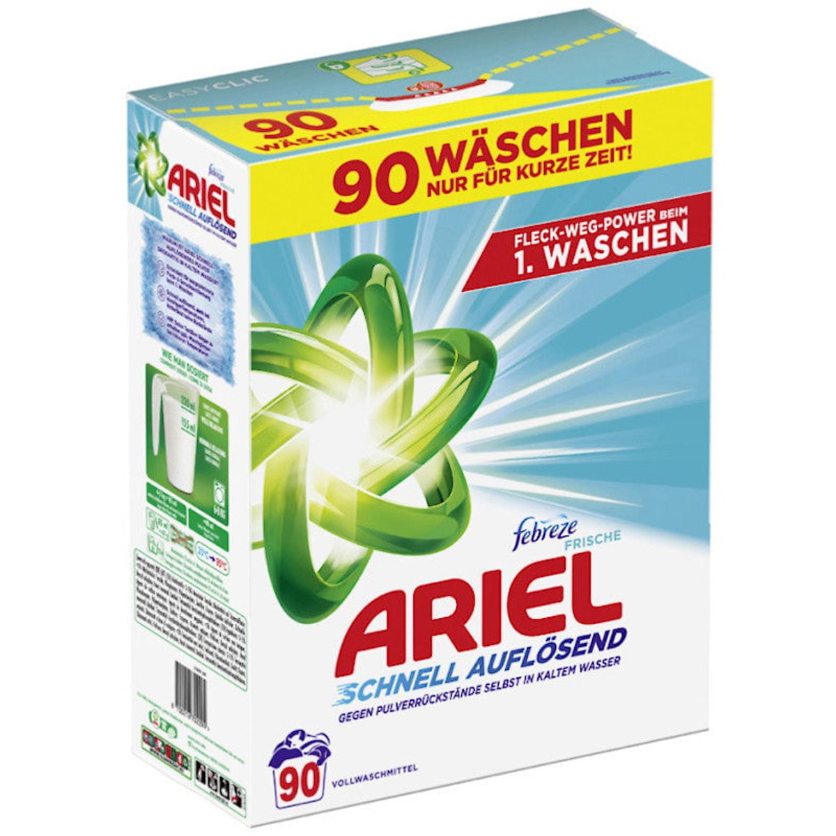 Washing powder ARIEL Febreze Frische for white and light 90 washes 4.95 kg