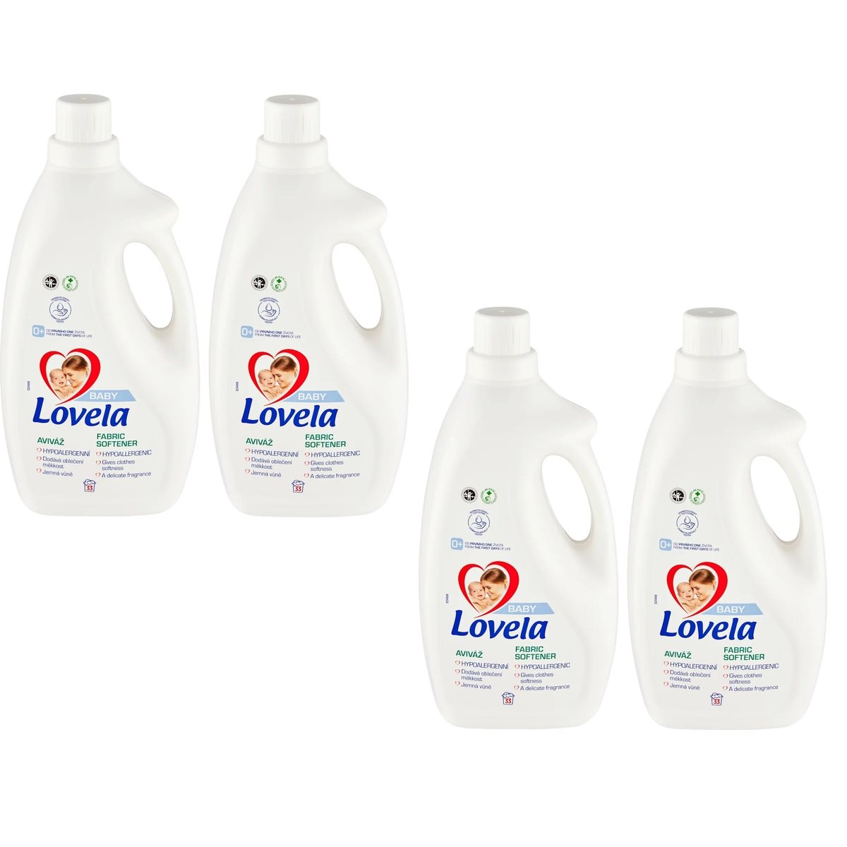 4x Fabric softener LOVELA Baby hypoallergenic 33 washes 2 l