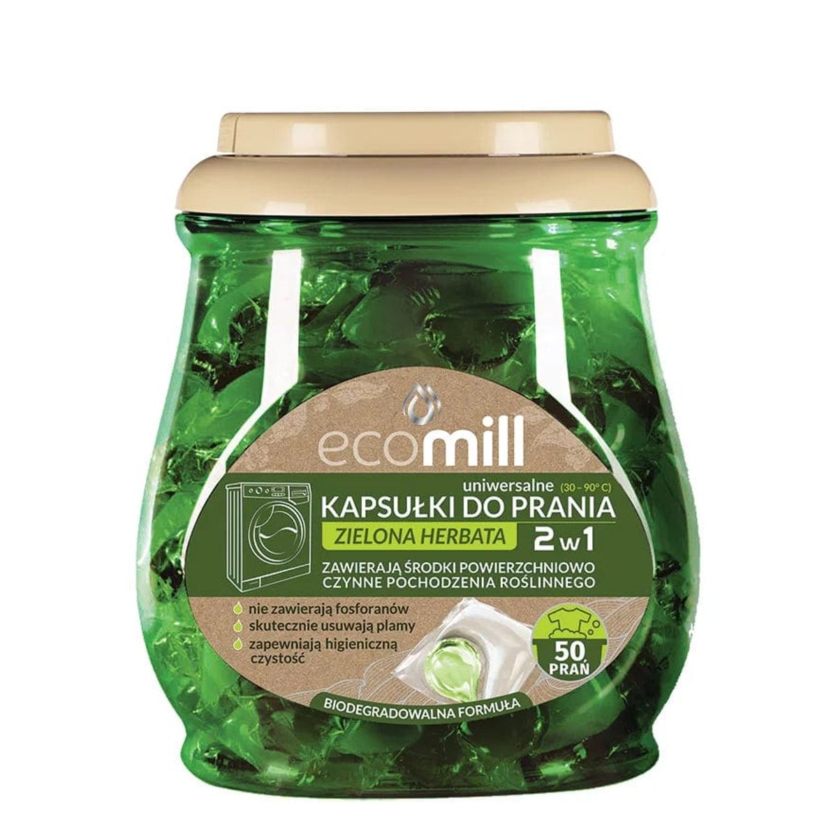 Laundry Capsules ECOMILL Green Tea Universal 2-in-1 50 pcs