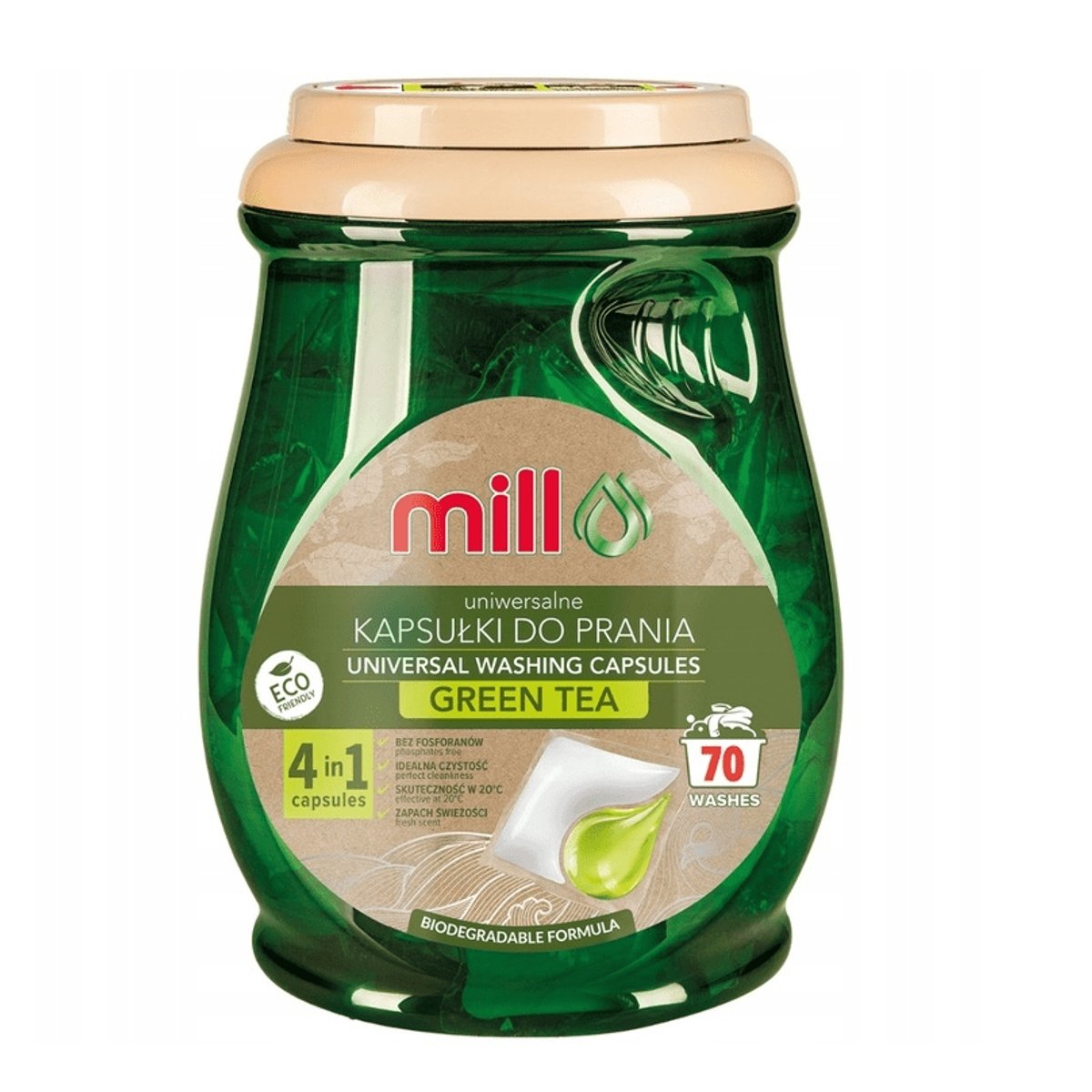 ECOMILL Laundry Capsules Green Tea Universal 4-in-1 70 pcs