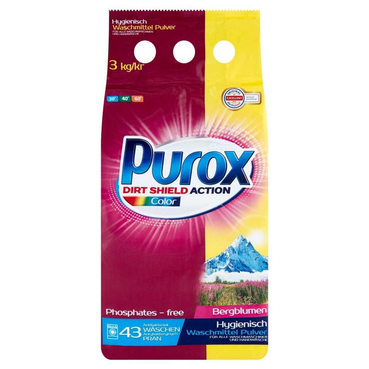 PUROX Color Washing Powder for Colours 43 washes 3 kg