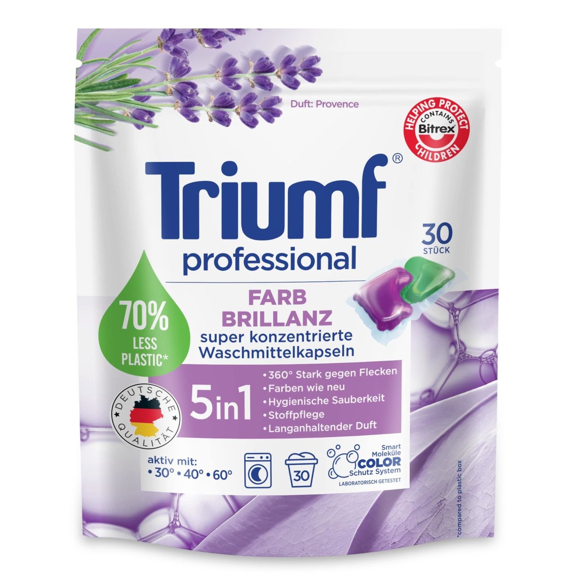 3x German Washing Capsules DE TRIUMF Farb-Brillanz 30 pcs