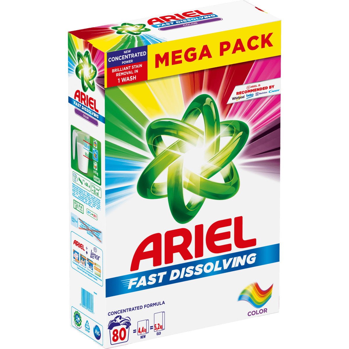 ARIEL Fast Dissolving Washing Powder 80 washes 4.4 kg