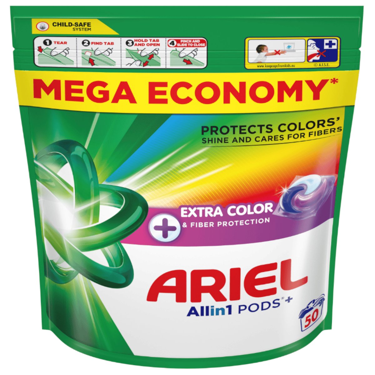 2 x Colour laundry capsules ARIEL Pods Plus Complete Care 50 pcs