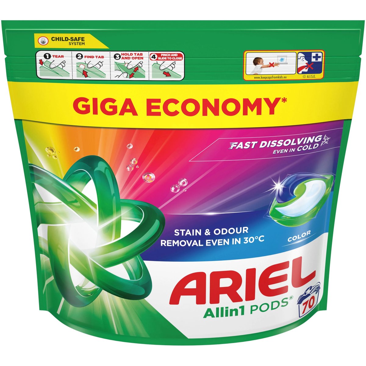 ARIEL Color all-in-1 Washing Capsules 70 pcs + FREE DASH Color 2in1 Liquid