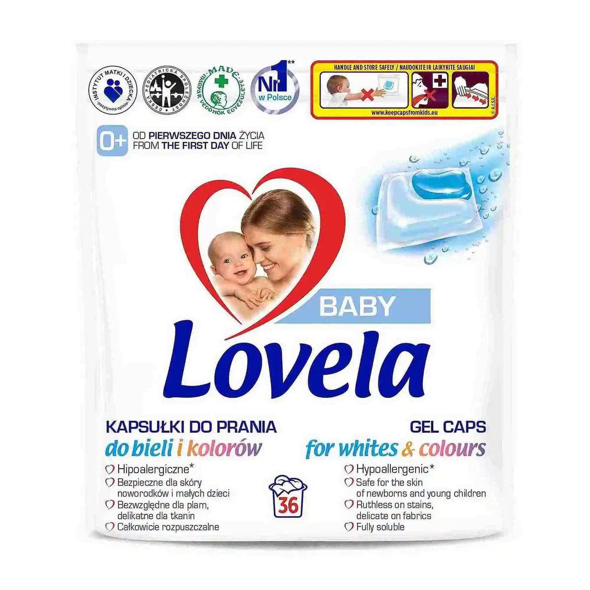 LOVELA Baby Hypoallergenic Universal White Colour Washing Capsules 36 pcs