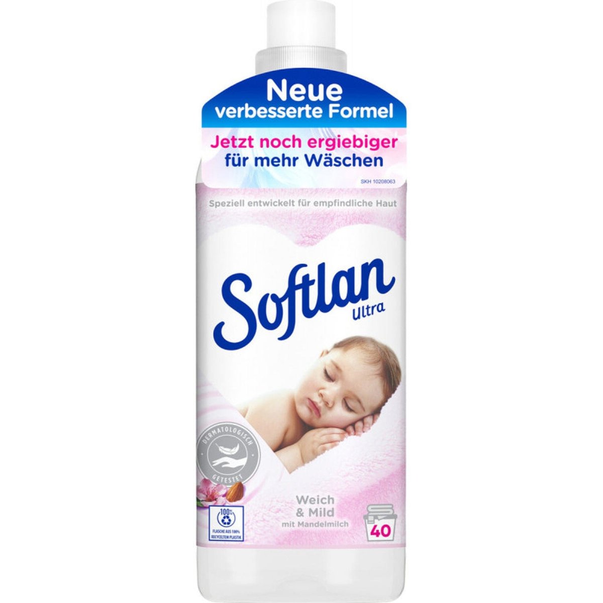 Hypoallergenic Fabric Softener with Almond Milk - Softlan Weich und Mild Sensitiv 1 l white