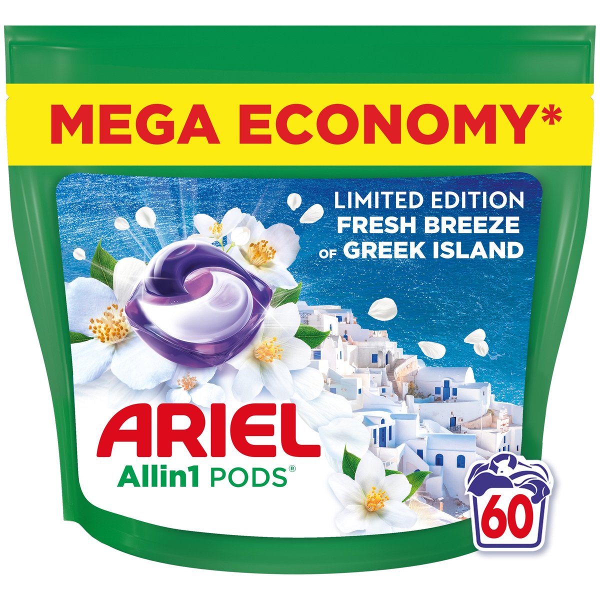 Laundry capsules ARIEL Pods Fresh Breeze of Greek Island universal 60 pcs